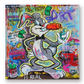 Pop art painting showcasing Bugs Bunny smoking a carrot depicted in urban graffiti style.