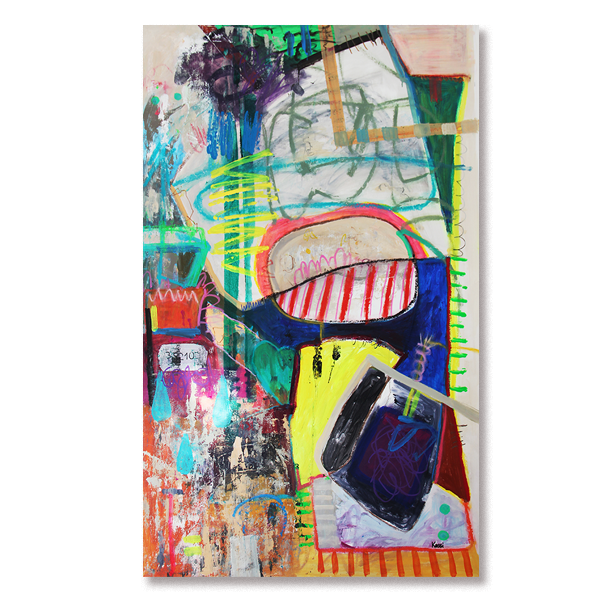 "From the Within" by Kristin Kossi, 2024 – expressive, colorful large-scale artwork on unstretched canvas with bold brushstrokes and textured layers.