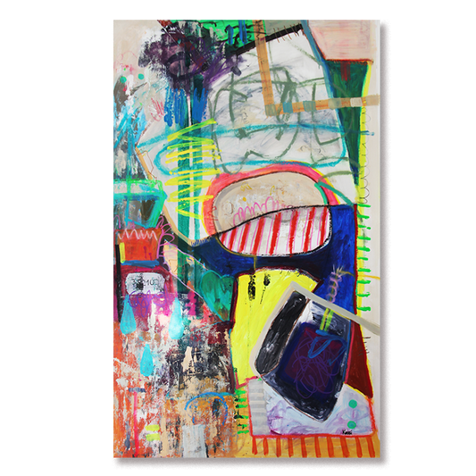 "From the Within" by Kristin Kossi, 2024 – expressive, colorful large-scale artwork on unstretched canvas with bold brushstrokes and textured layers.
