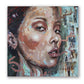 Abstract portrait of Asian woman by Kristin Kossi, 150 x 150 cm original painting