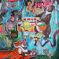 Urban jungle artwork featuring Mowgli, Baloo, Shere Khan, and Kaa, with Homer Simpson celebrating crypto success depicted in urban graffiti style.