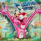 Original artwork showcasing Pink Panther on Bitcoin bill depicted in vibrant pop art style