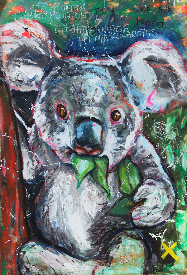 Baby Koala Jimmy - Koala Painting for sale- Koala Adoption- by KRISTIN  KOSSI ART