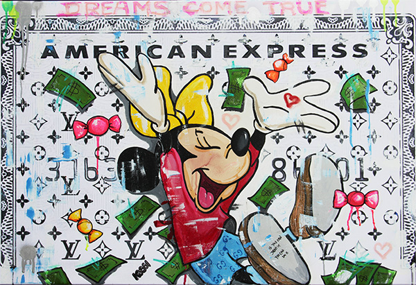 Mninnie Mouse on white american express card